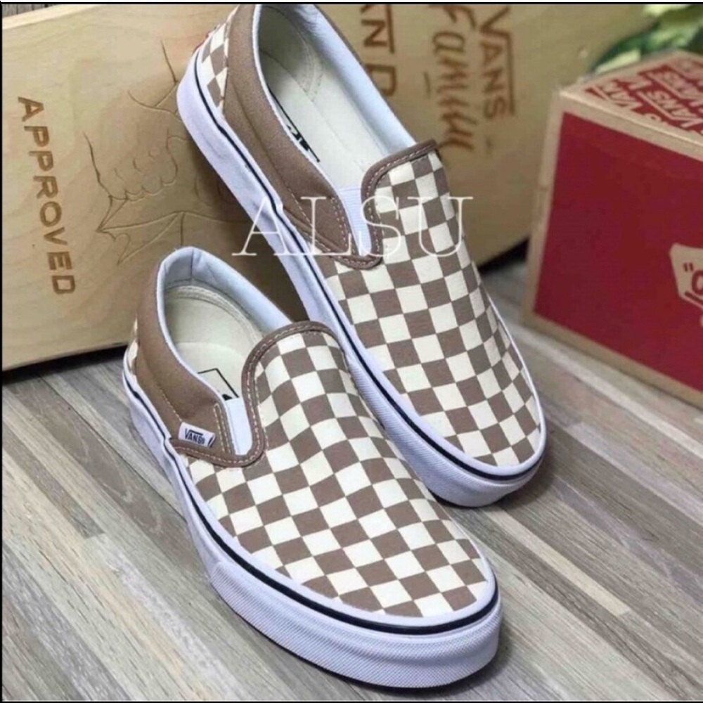 VANS Classic Slip On Tger Checkerboard ChocolatE W - Picture 5 of 8